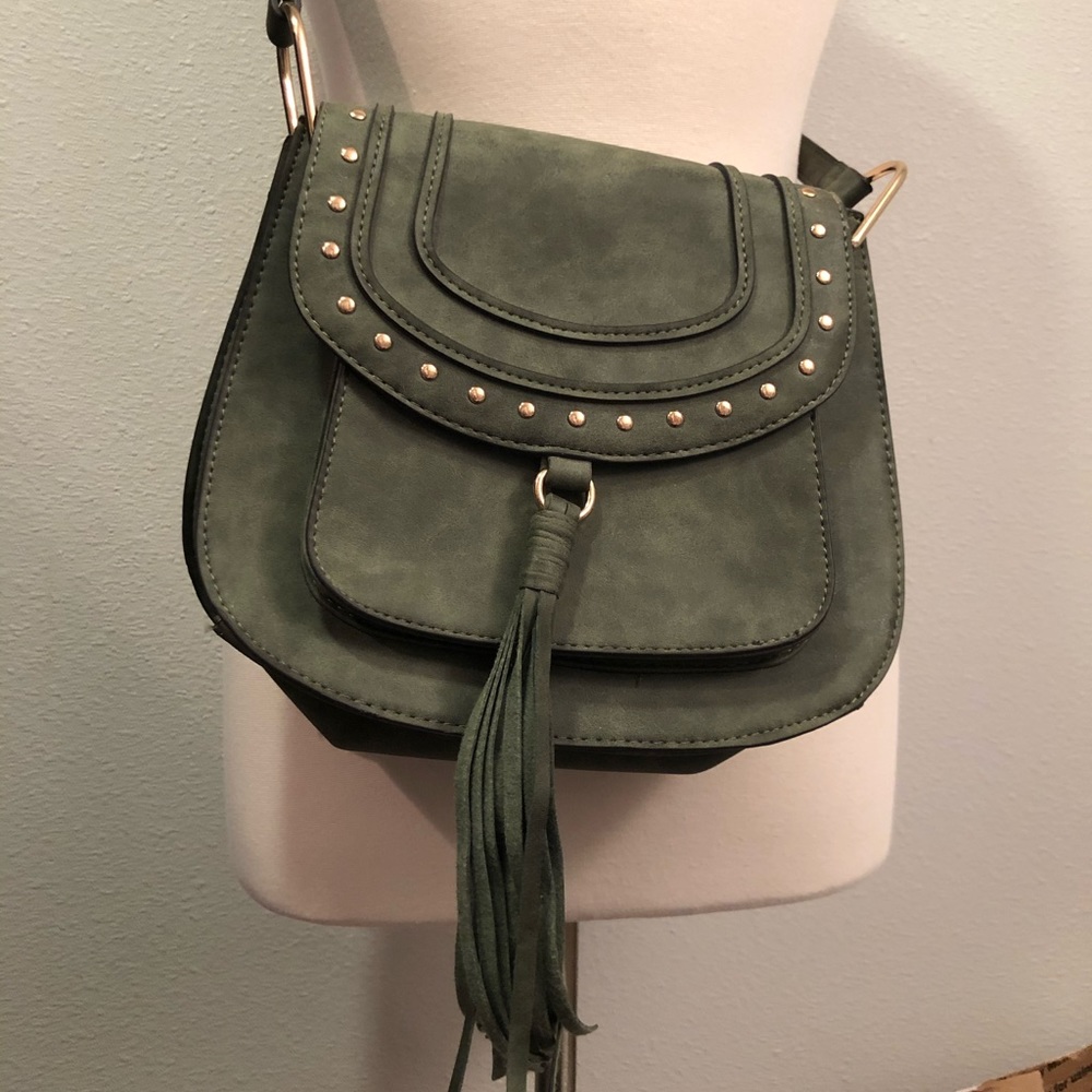 Franco Sarto Green Crossbody Tassel Bag - Picture 1 of 7